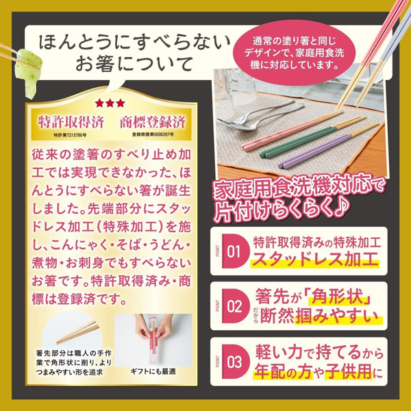 ほんとうにすべらないお箸　大人用　グレージュブルー